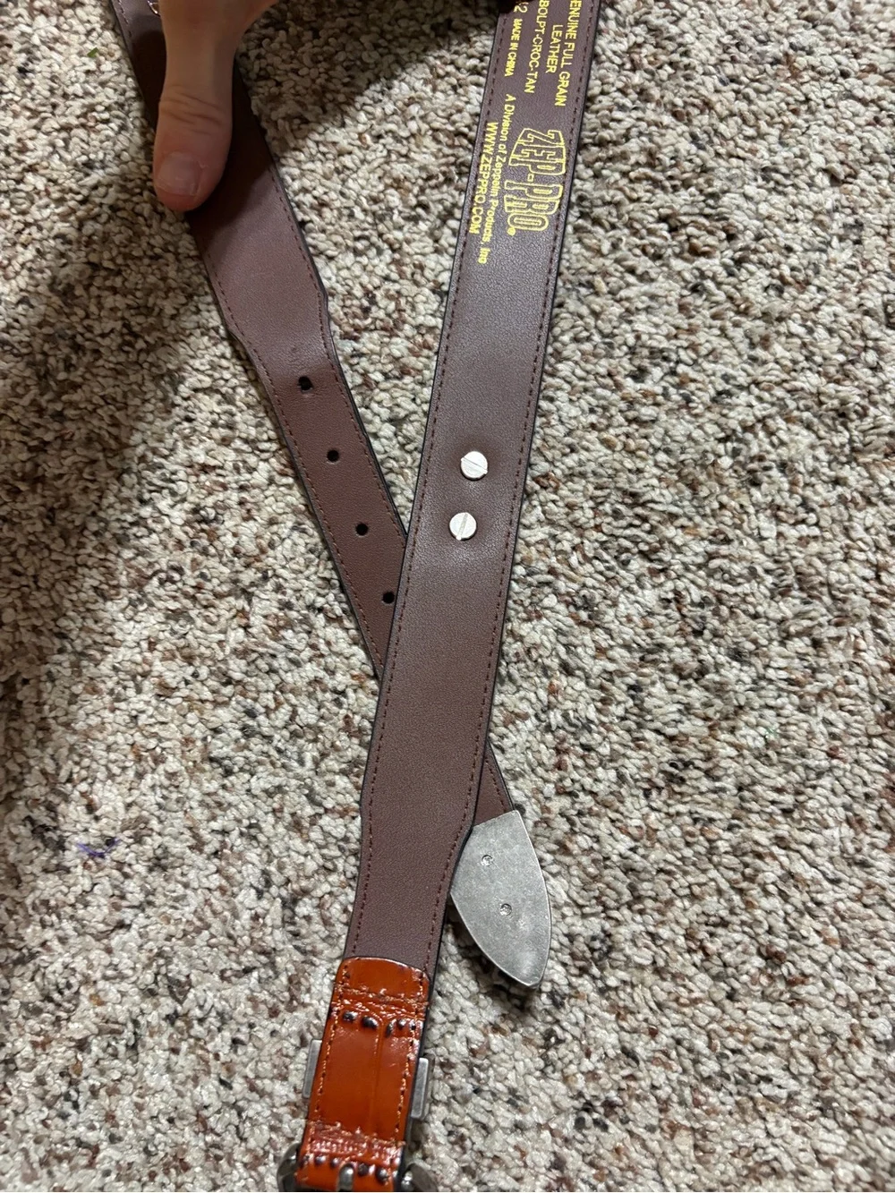 Men's Brown Leather Belt with Alabama Roll Tide size 42 Zep-Pro